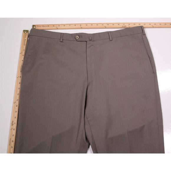 Ermenegildo Zegna Current Solid Light Brown Flat Front Wool Dress Pants 42x28 - Picture 4 of 9
